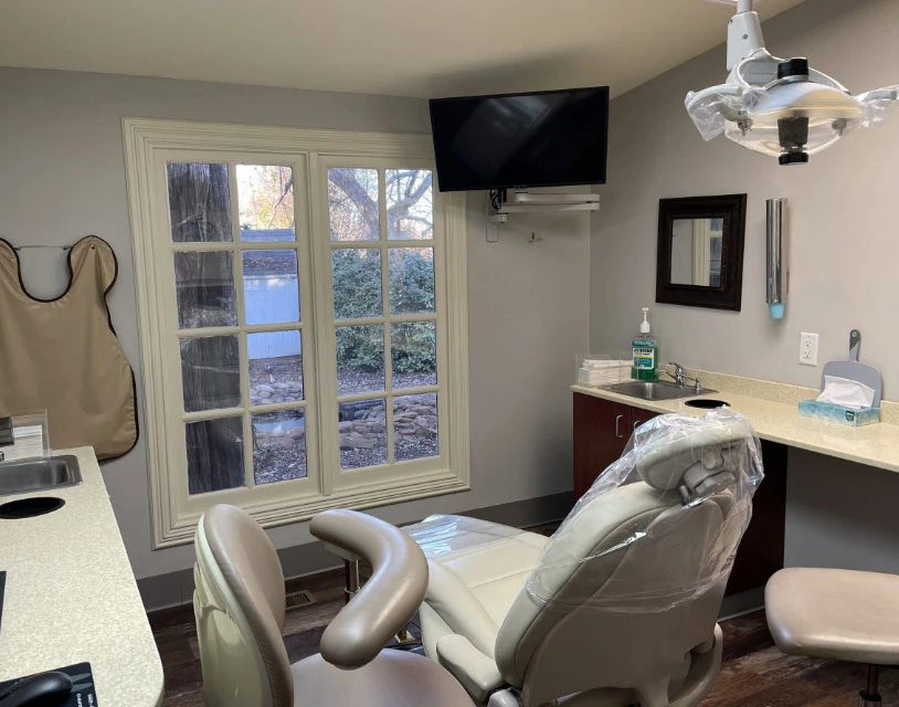 inside look at one of the dental exam rooms at Bryant dental office Ouellette Family Dentistry